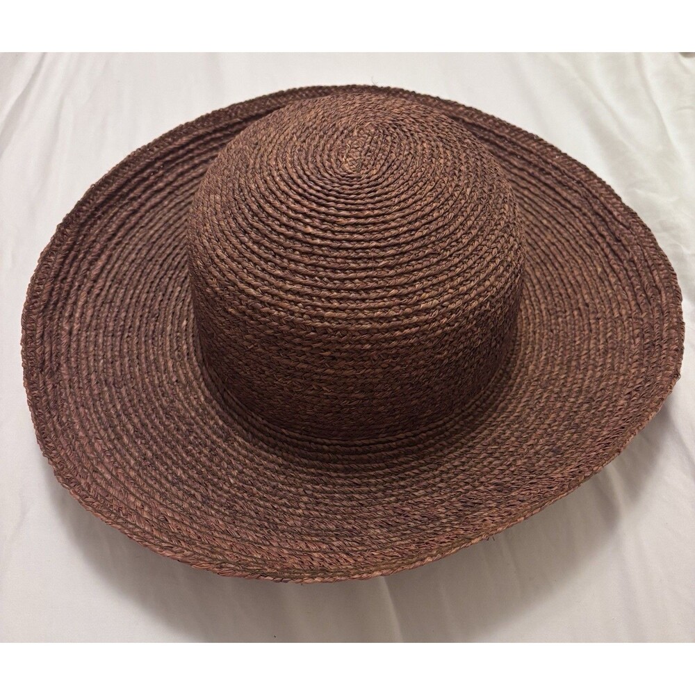 Helen Kaminski 100% Raffia Wide Brim Sun Hat Brown Made in Australia OS